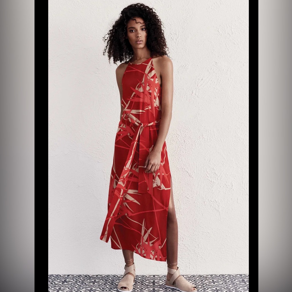 Halston Heritage Belted Midi Dress